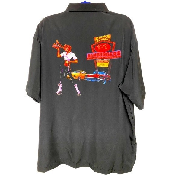 ME Sport Mens Drive In Oldies Cafe Theme Button Down Shirt - Picture 2 of 6